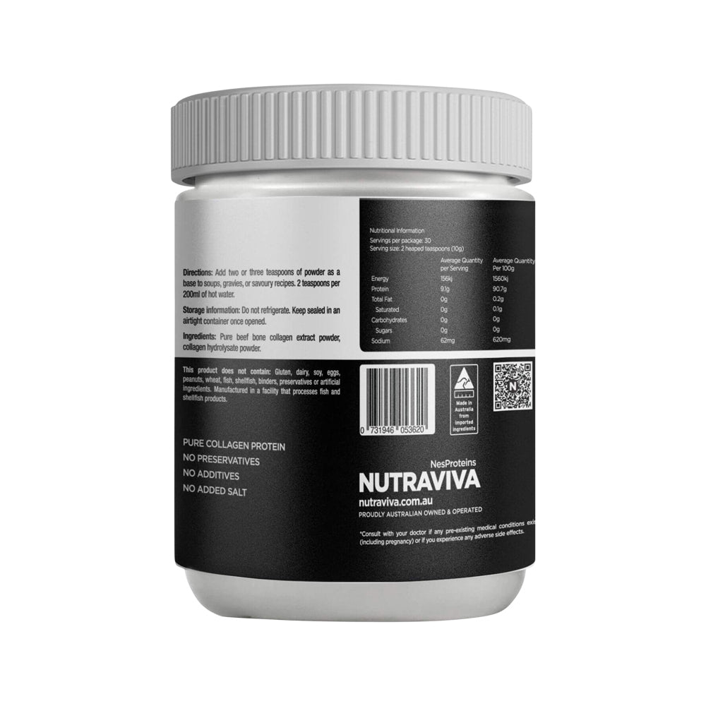Nutraviva Bone Broth Collagen Enriched (Beef) Pure & Unflavoured 300g