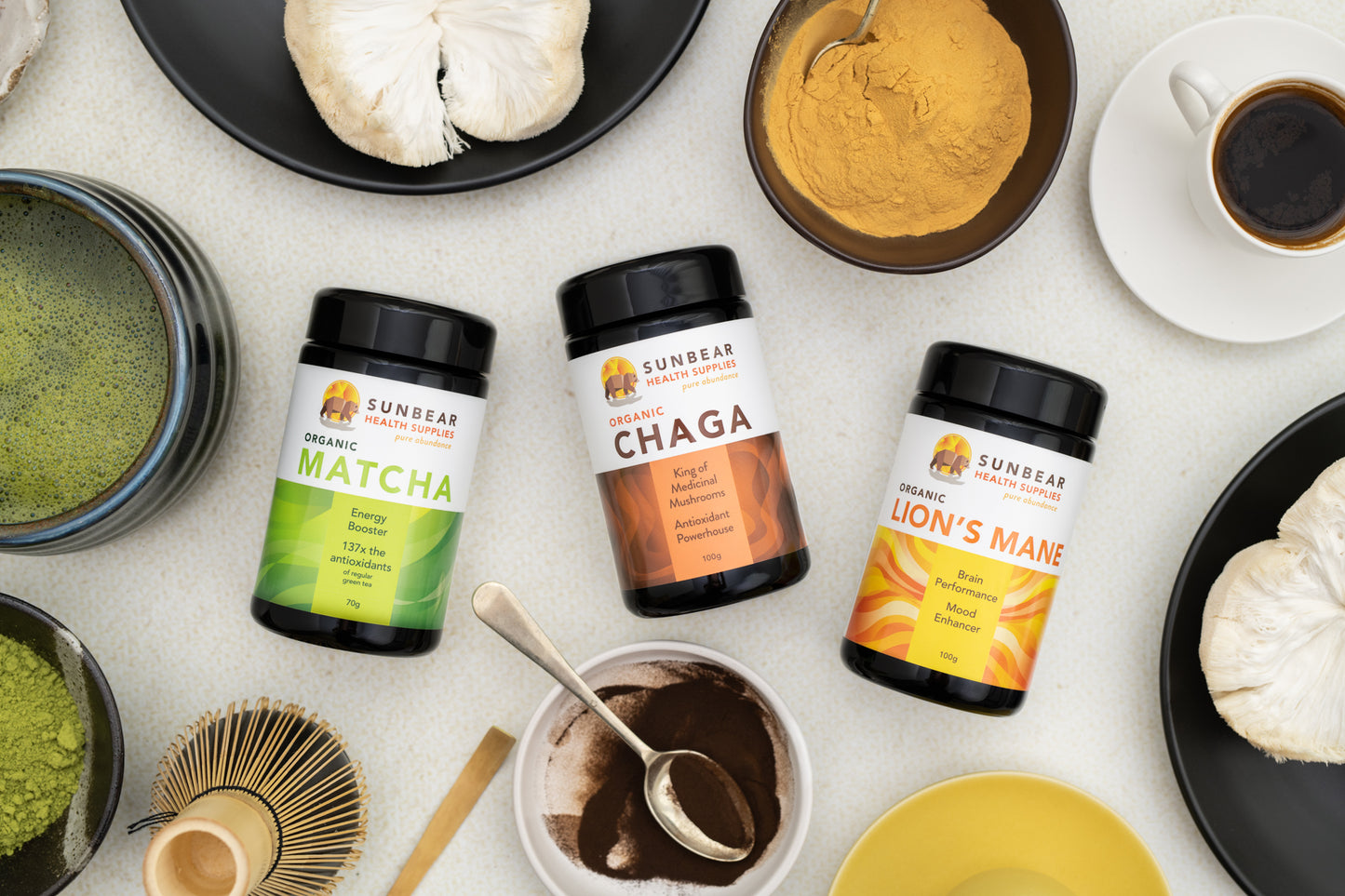 Lion's Mane + Chaga + Matcha - Sunbear Health 3-Pack