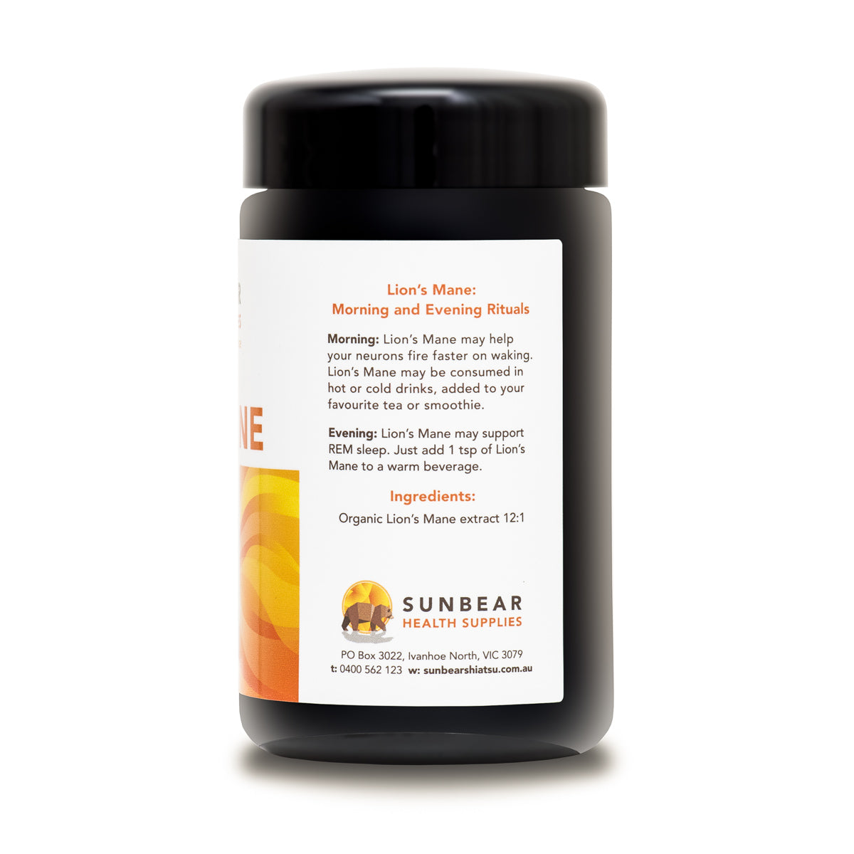 Sunbear Health Premium Organic Lion's Mane Extract (12:1 Ratio) - 100g