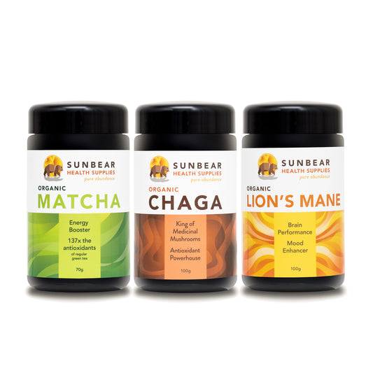 Lion's Mane + Chaga + Matcha - Sunbear Health 3-Pack