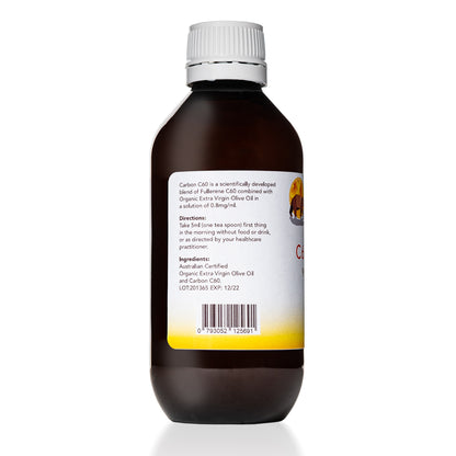 Carbon 60 Olive Oil 100ml - 99.99% Pure C60 Olive & Liposomal Vitamin C  - Sunbear Health Supplies - 200ml