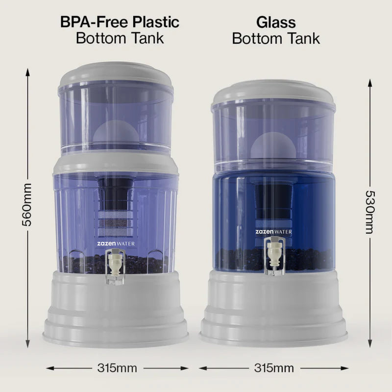 Zazen Alkaline Water Filter System - Glass Bottom