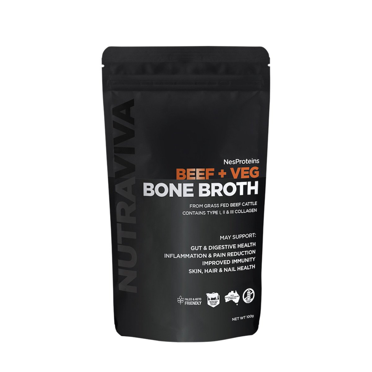 Nutraviva NesProteins Bone Broth Beef + Veg 100g