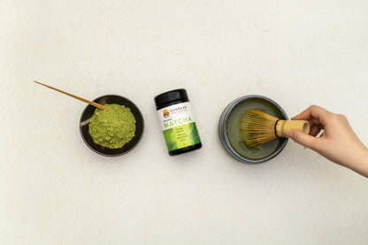 Organic Matcha Ceremonial Powder 70g + 4 Piece Matcha Tea Set