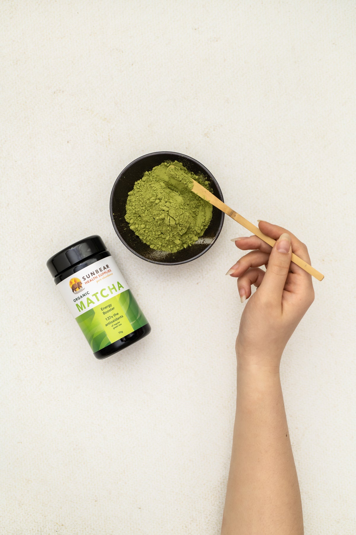 Organic Matcha Ceremonial Powder 70g + 4 Piece Matcha Tea Set