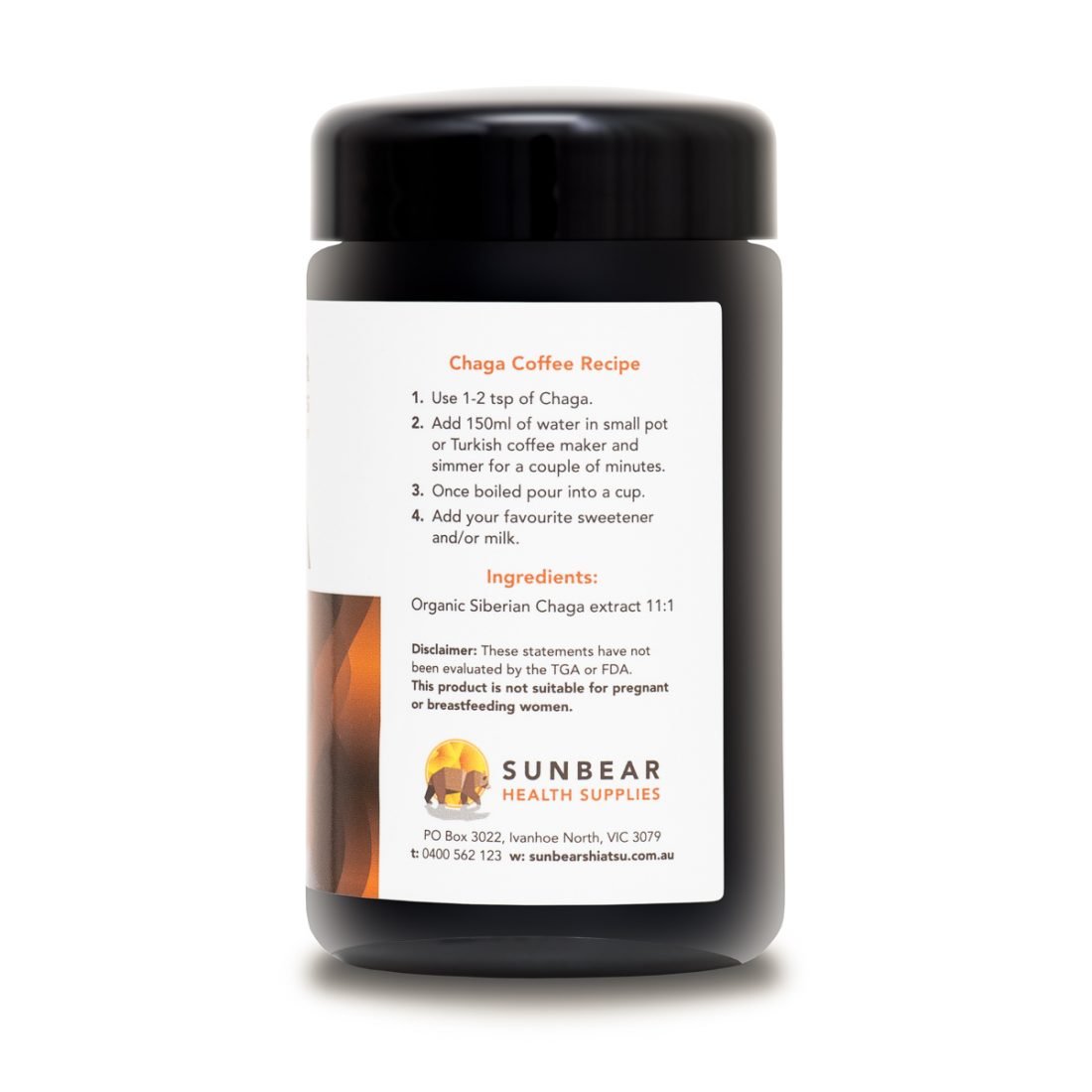 Sunbear Health Supplies - Organic Chaga Extract (11:1 Ratio) x 3