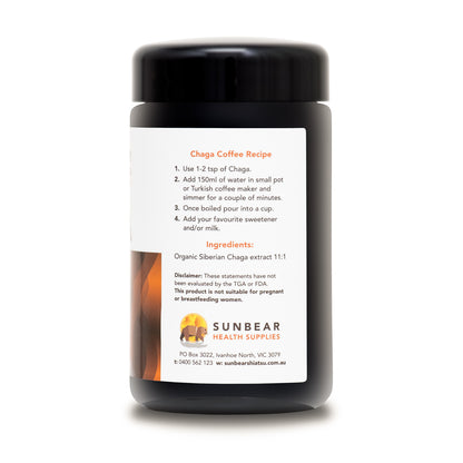 Sunbear Health Premium Organic Chaga Extract (11:1 Ratio) - 100g