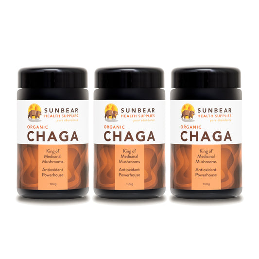 Sunbear Health Premium Organic Chaga Extract (11:1 Ratio) - 100g - x 3