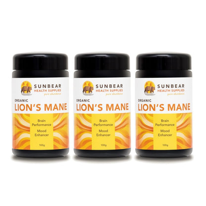 Sunbear Health Supplies - Organic Lion's Mane Extract (12:1 Ratio) x 3