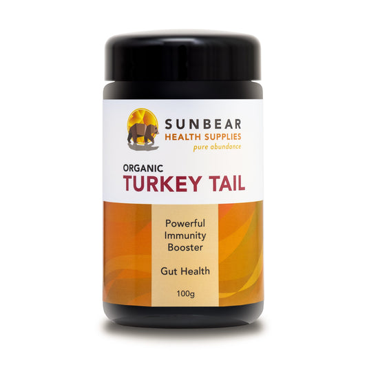 Sunbear Health Premium Organic Turkey Tail Extract (10:1 Ratio) - 100g  - Purchasable only In Australia.