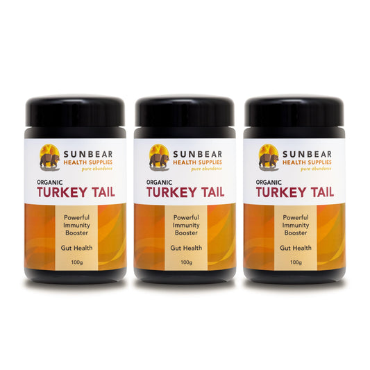 Sunbear Health Premium Organic Turkey Tail Extract (10:1 Ratio) - 100g x3 - Purchasable only In Australia.