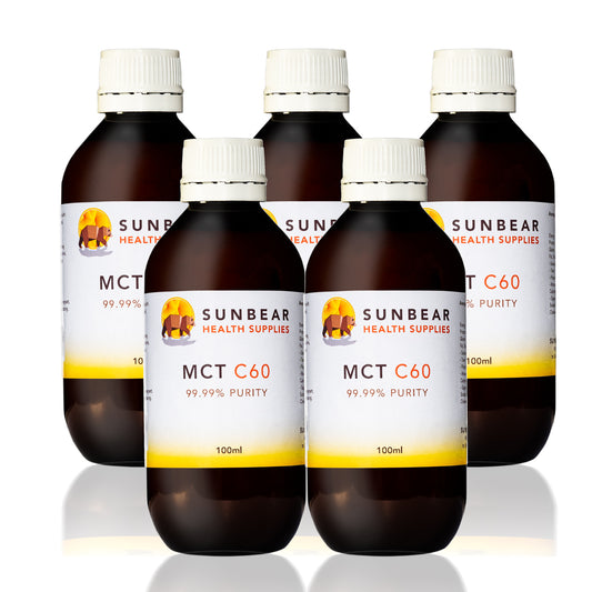 C60 MCT - Premium MCT with 99.99% Carbon 60 - 100ml x 5 Bottles