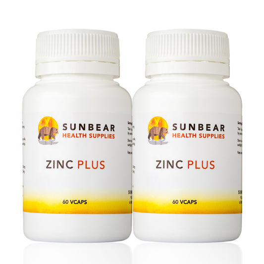 Zinc Plus x 2 - equiv 30mg Zinc - 60 VCaps - Sunbear Health Supplies