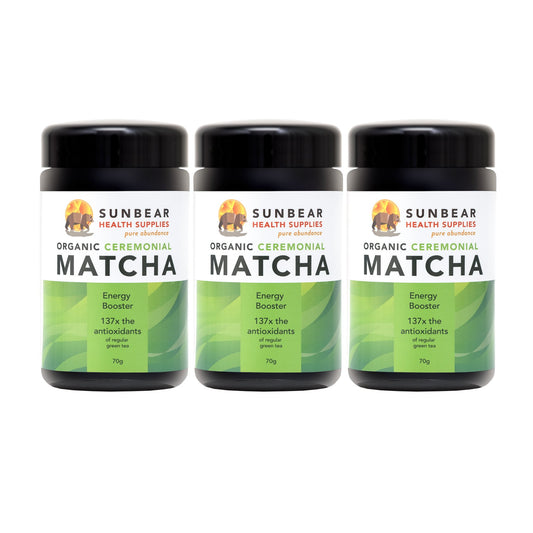 Matcha Japanese Organic Ceremonial Grade - Sunbear Health- 70g x 3