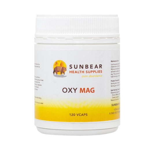 Oxy Mag Powder - Oxygenated Magnesium Intestinal Cleanse - Sunbear Health Supplies - 120 Capsules