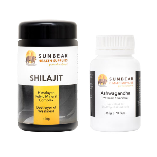 Shilajit Powder 120g and Ashwagandha 60 Caps