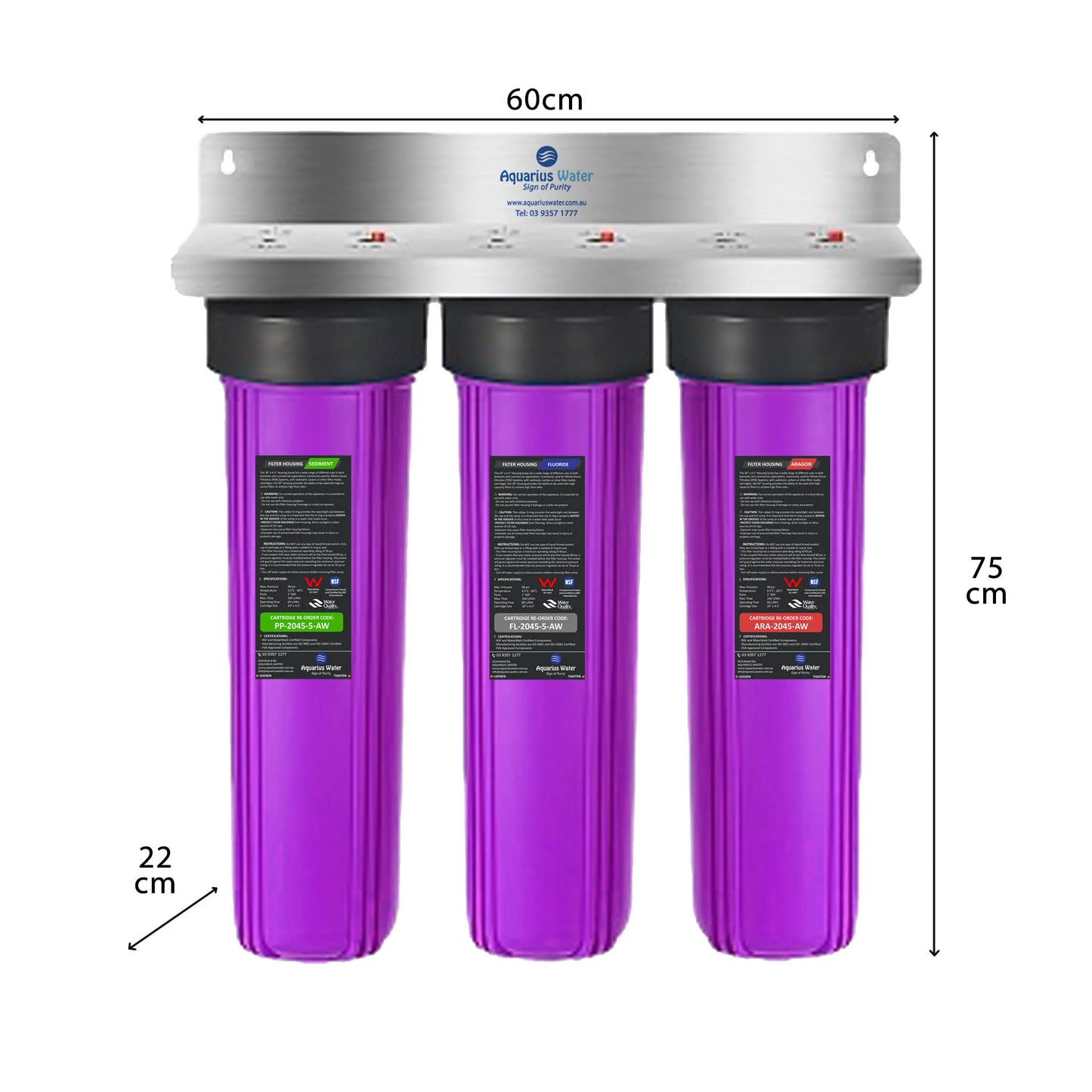 Fluoride Removal Whole-House Triple Filtering System 20" x 4.5"